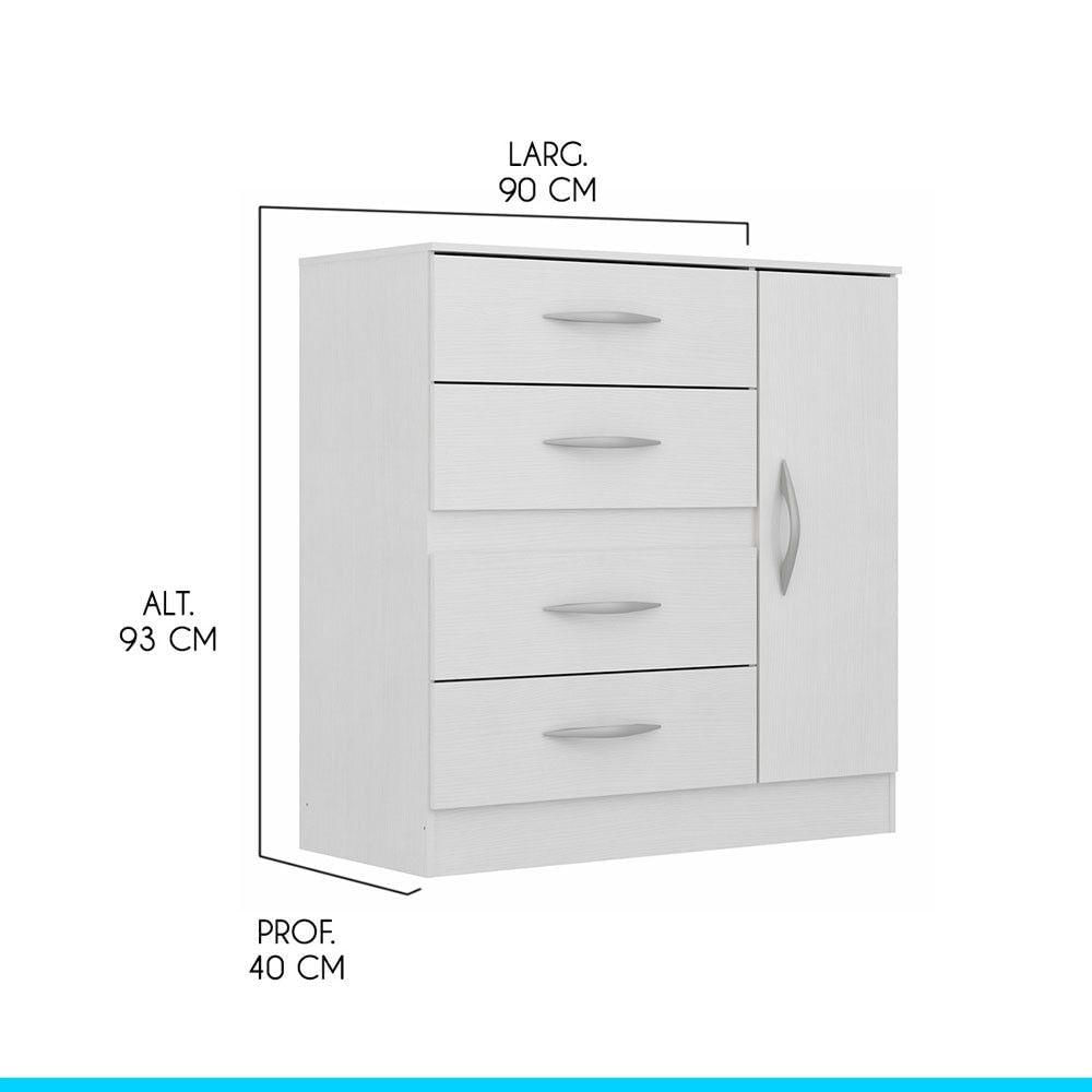Miniatura Kit Quarto Pequeno Com Guarda-roupa E Cômoda Mdp Menu Móveis Branco