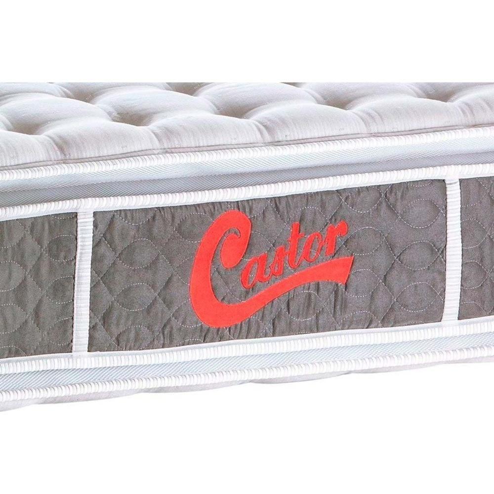 Miniatura Cama Box Baú Queen: Colchão Molas Ensacadas Castor Light Stress Visco + Base Gray(158X198)
