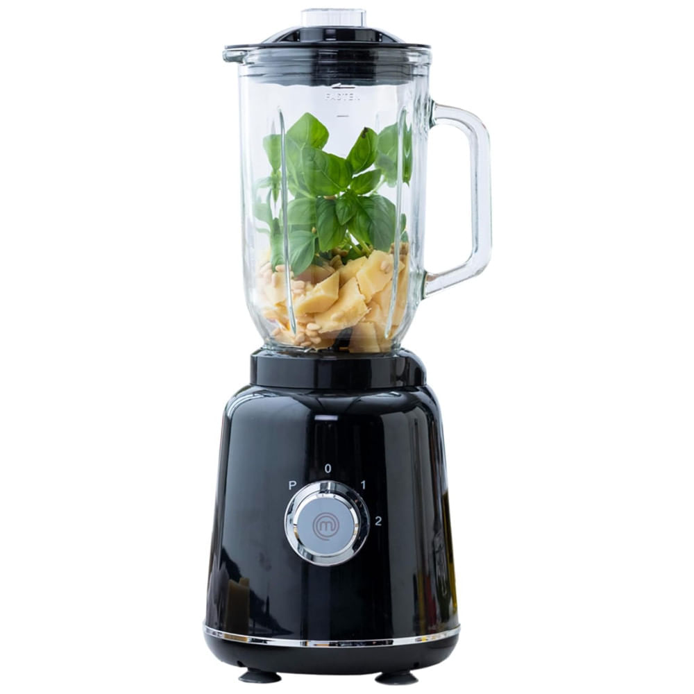 Miniatura Liquidificador de Bancada 1L com Jarro de Vidro e 2 Velocidades, 110V 400W, MasterChef, Preto