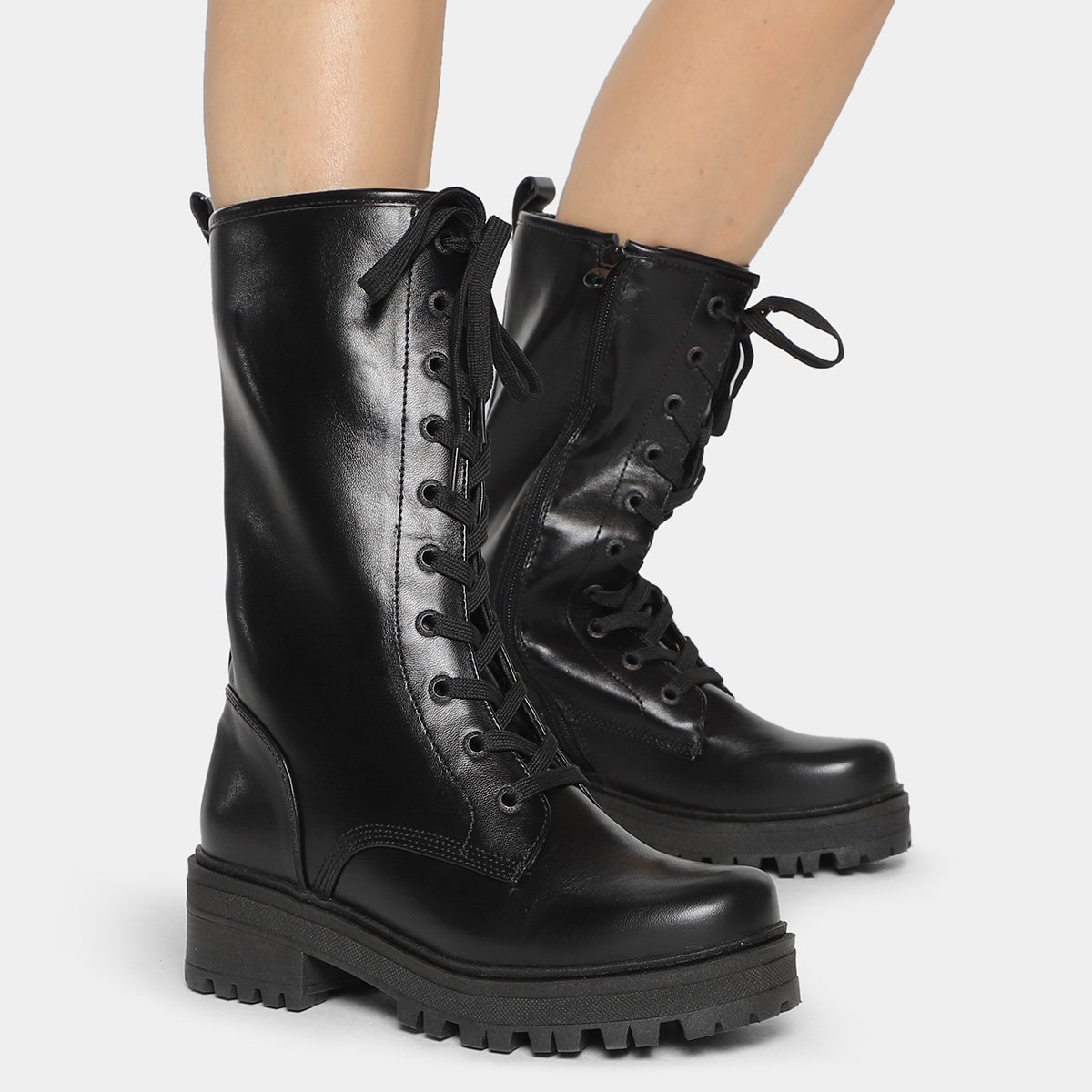 Miniatura Bota Mooncity Cano Alto Feminina Preto - 34