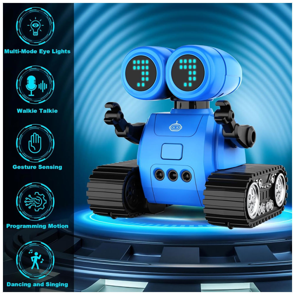 Miniatura Hamourd Robot Toys: Robô Emo com Função Walkie-Talkie, Sensor de Gestos e Luzes LED Multimodo - Brinquedo para Meninos e Meninas