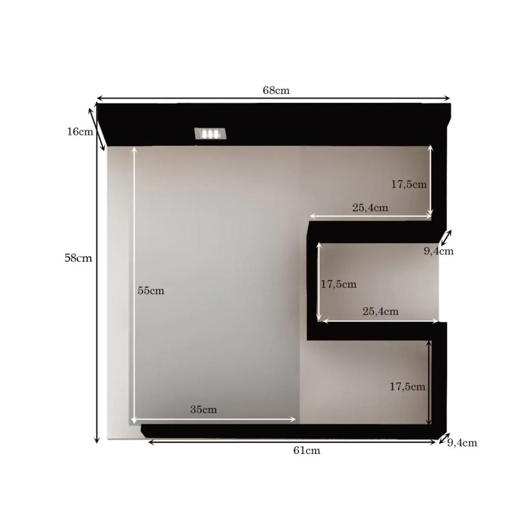 Miniatura Conjunto para Banheiro 3 Peças 1 Gabinete com Cuba 1 Armário com Espelho Veneza Móveis Bosi Branco/Preto