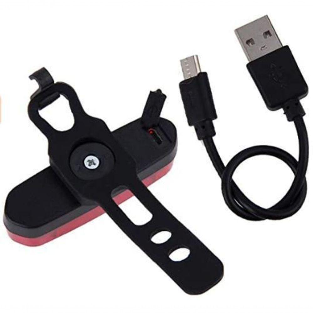 Miniatura Lanterna Bike Sinalizador Traseiro Vermelho Recarregável