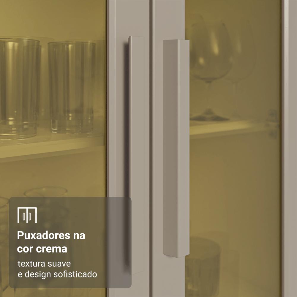 Armário de Cozinha Completa 100% MDF 300 cm Branco/Rustic/Crema Smart Madesa 04 Branco/Rustic/Crema