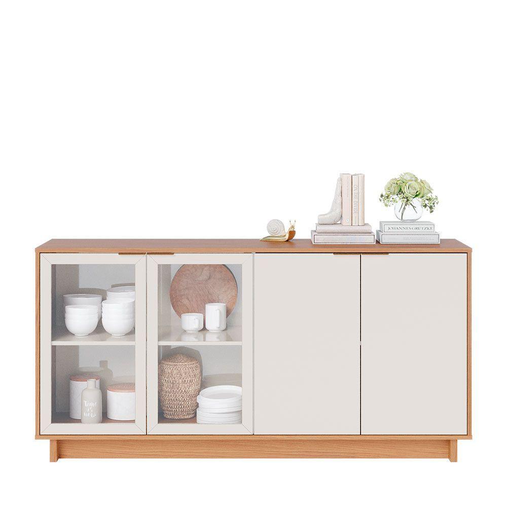 Miniatura Aparador Buffet Vitória 4 Portas Em Mdp Colibri Freijó/off White