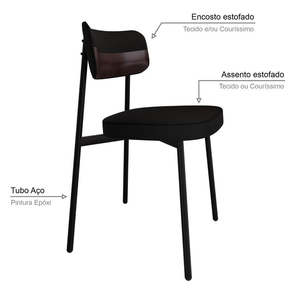 Miniatura Cadeira Alloa Fixa C/4 Pés 50 X 44,7 X 83,8 Cm C/1 Un. Corriente Preto/courino Café Corriente Preto/courino Café