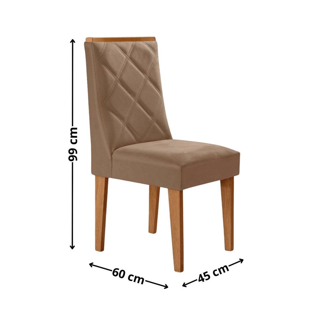 Miniatura Mesa 180cm Tampo Mdf/vidro Canto Copo 6 Cadeiras Ester Capuccino/Naturalle/Off White
