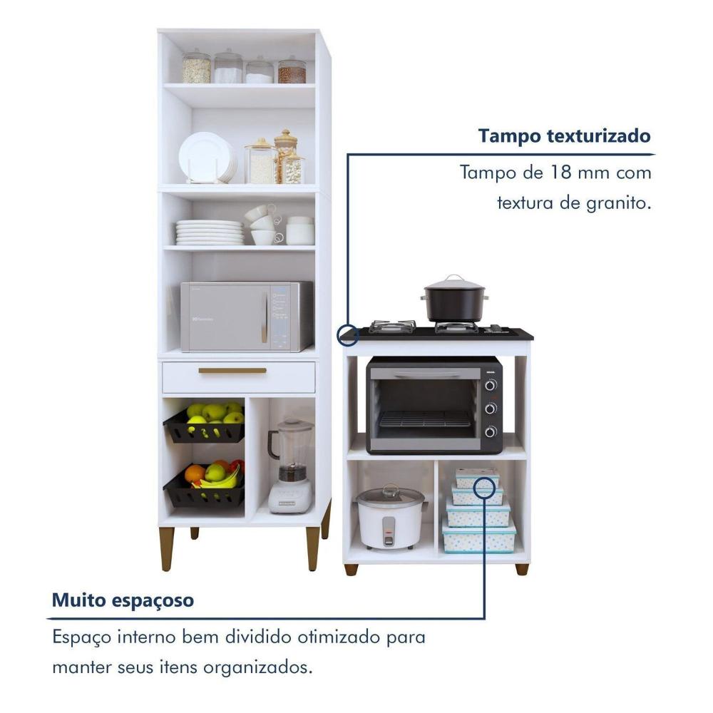 Conjunto 2 Peças Paneleiro com Fruteira e Balcão 4 Bocas João Pessoa Branco