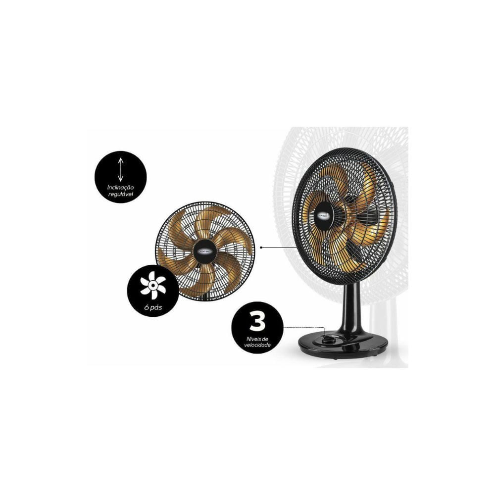 Ventilador de Mesa 40cm Ventimais Turbo 3 Vel Preto/Bronze 220v 220V