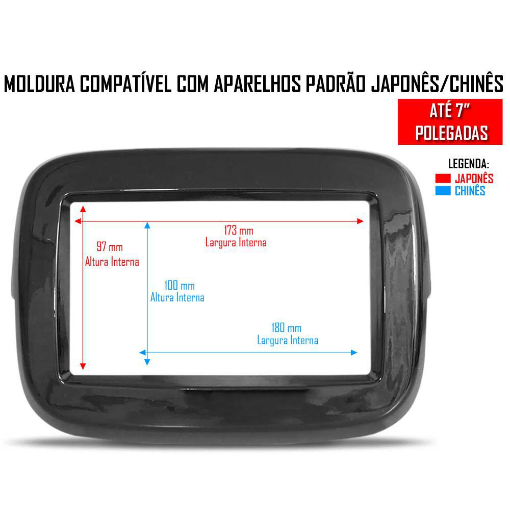 Miniatura Moldura Painel 2 Din 7 Polegadas Fiat Mobi Black Piano