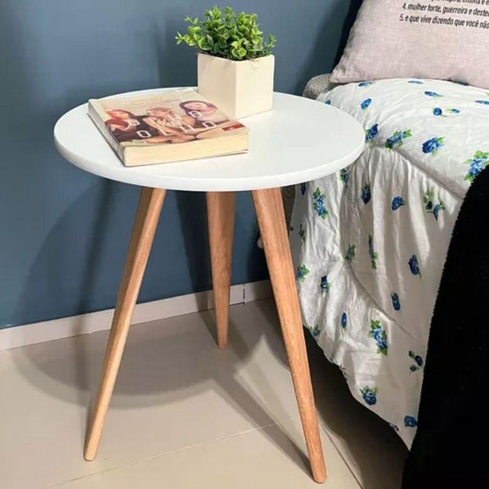 Mesa De Canto Lateral E Apoio Sala Quarto Pé Palito 68 Cm Branco