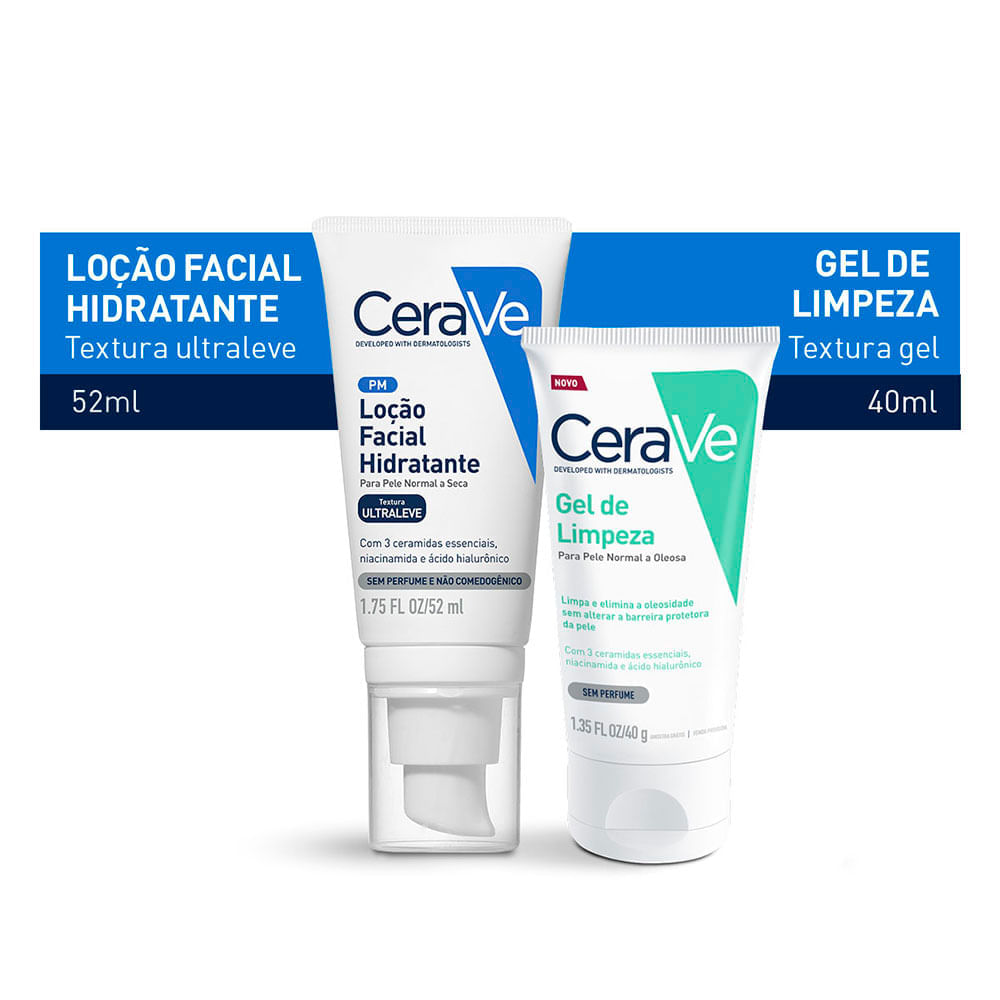 Miniatura Kit CeraVe Loção Facial Hidratante 52ml e Ganhe Gel de Limpeza 40g