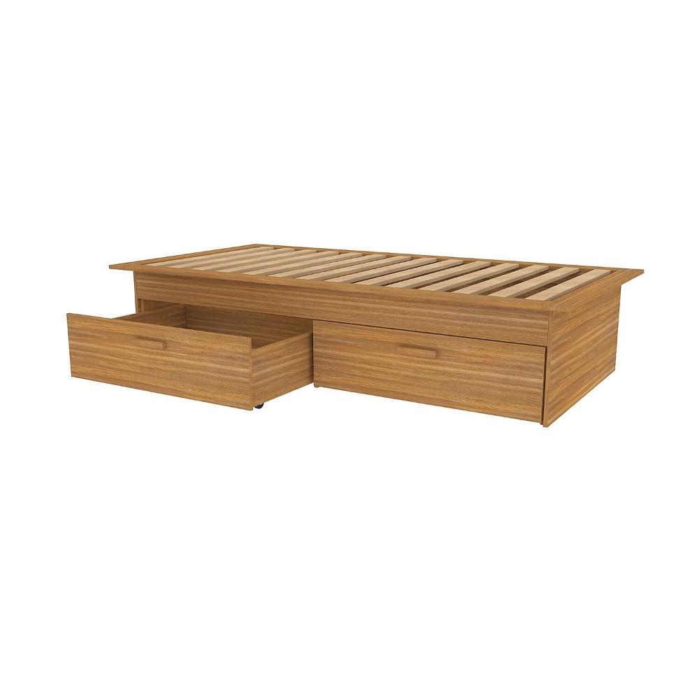 Miniatura Cama Box Solteiro Adulto com 2 Gavetas Deva Yescasa Freijó