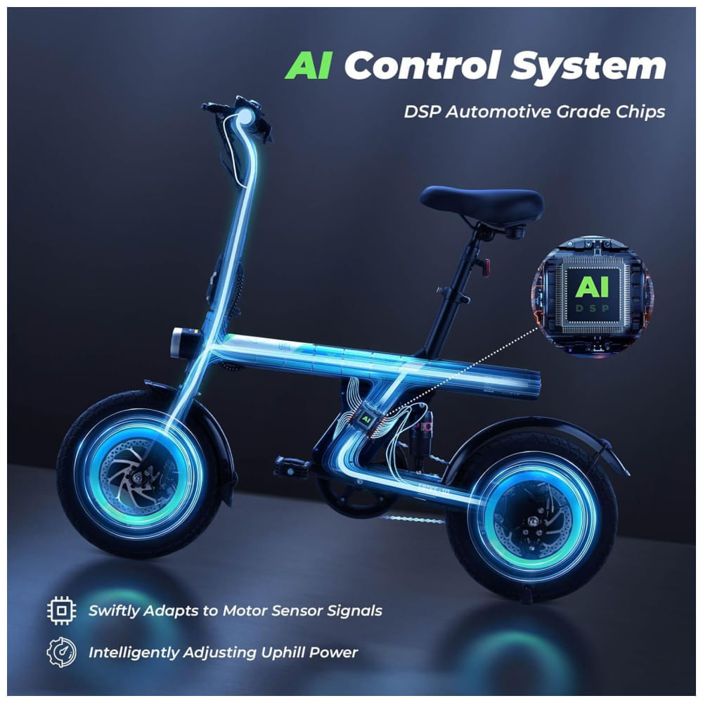 Bicicleta Elétrica isinwheel para Adultos com Cesto, Motor de 500W, E-Bike Dobrável de 20 mph, Bicicletas Elétricas para Adultos de 14' e 16' com Subi