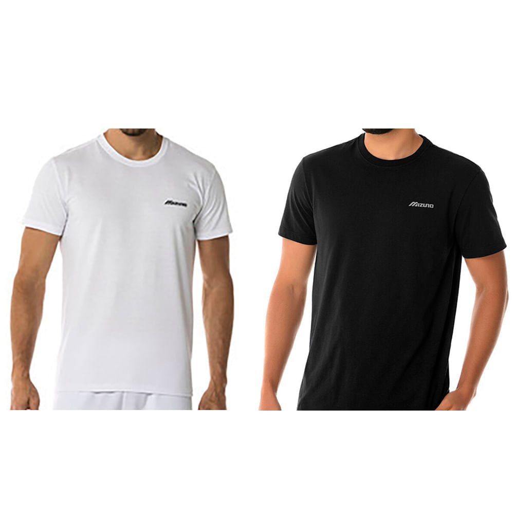 Miniatura Kit 2 camisetas de Treino Masculina Mizuno Basic Logo Branco - M