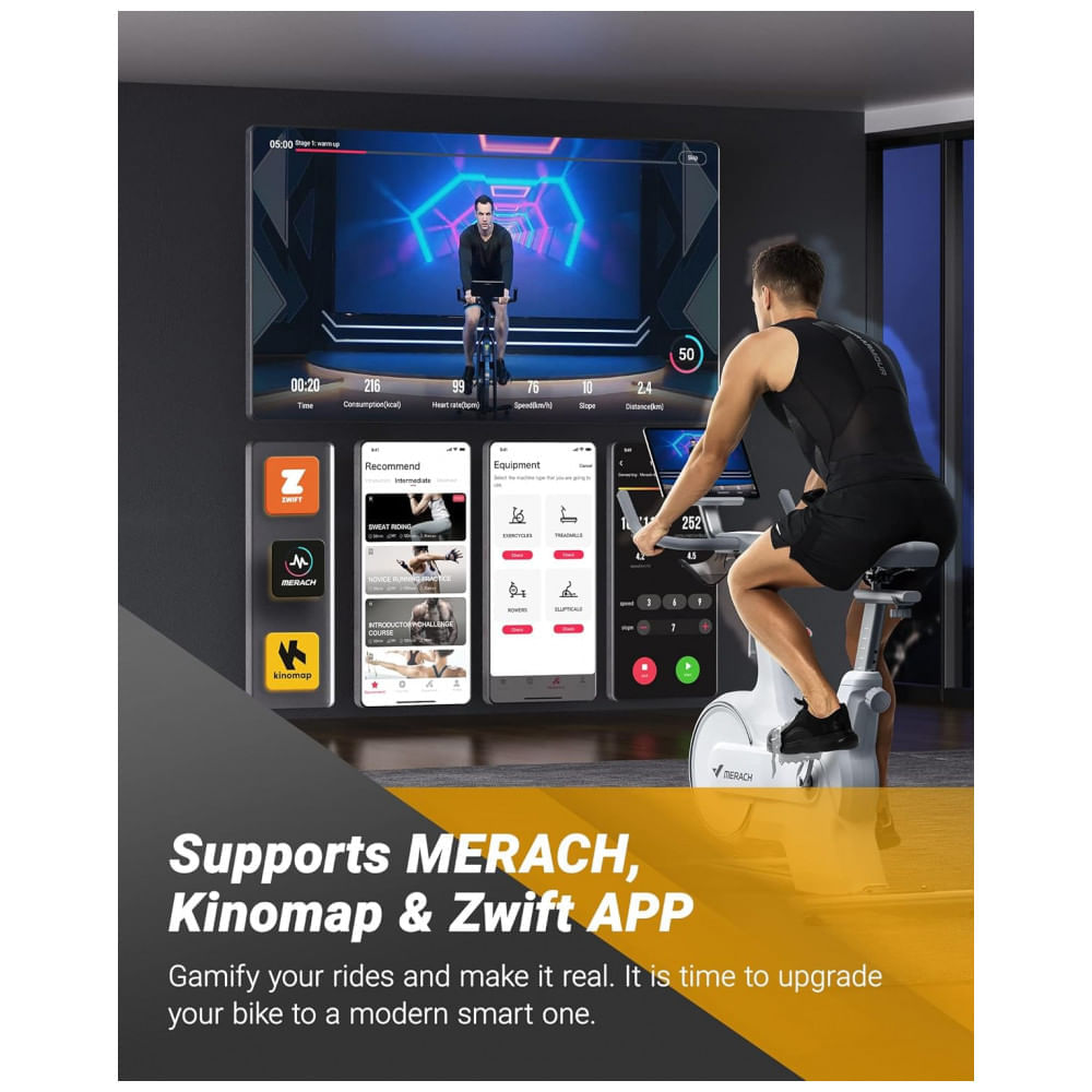 Bicicleta Ergométrica Magnética com Suporte para Tabletes e Bluetooth, MERACH MR 667, Preto