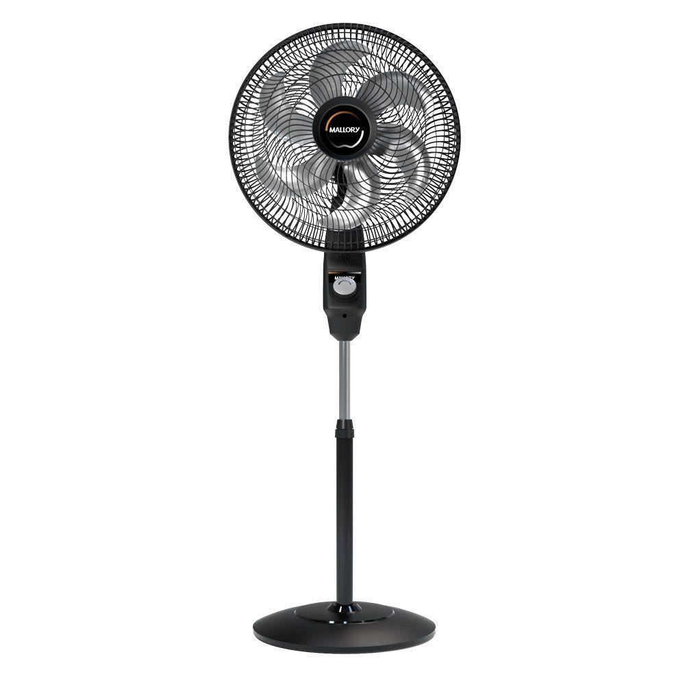 Miniatura Ventilador De Coluna Mallory Éolo 6 Pás 126W Preto e Grafite - 110V