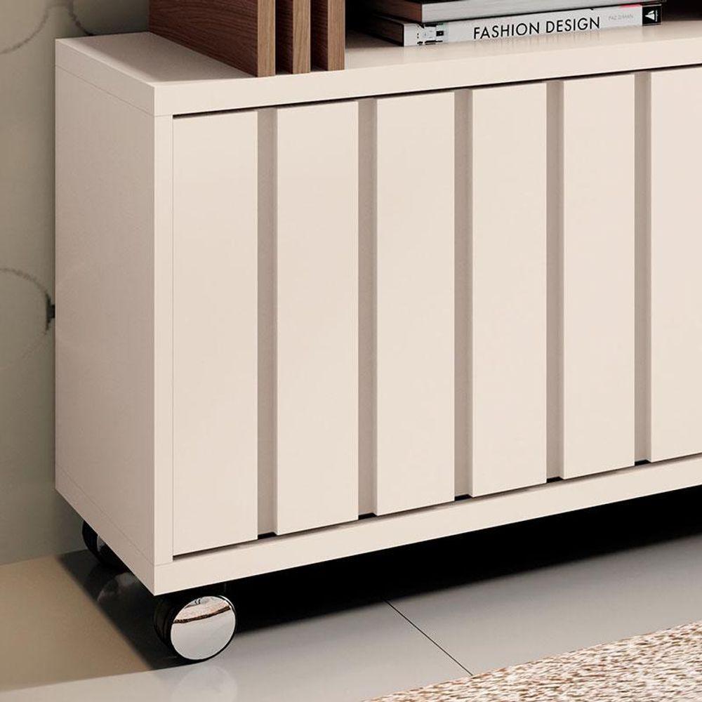 Miniatura Rack Bancada Para Sala Rivera 1.3 Off White Castanho - Hb Móveis