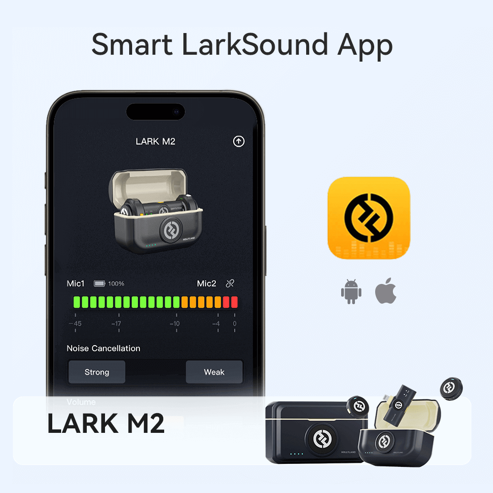 Sistema Microfone Duplo Hollyland Lark M2 Duo Wireless Lightning SmartPhones iOs