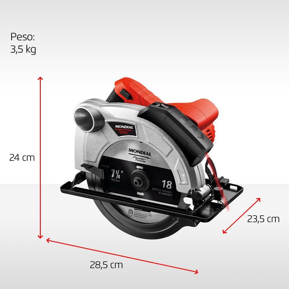 Miniatura Serra Circular Mondial Vermelho 1500W FSC-03 Serra Circular Vermelho 110V