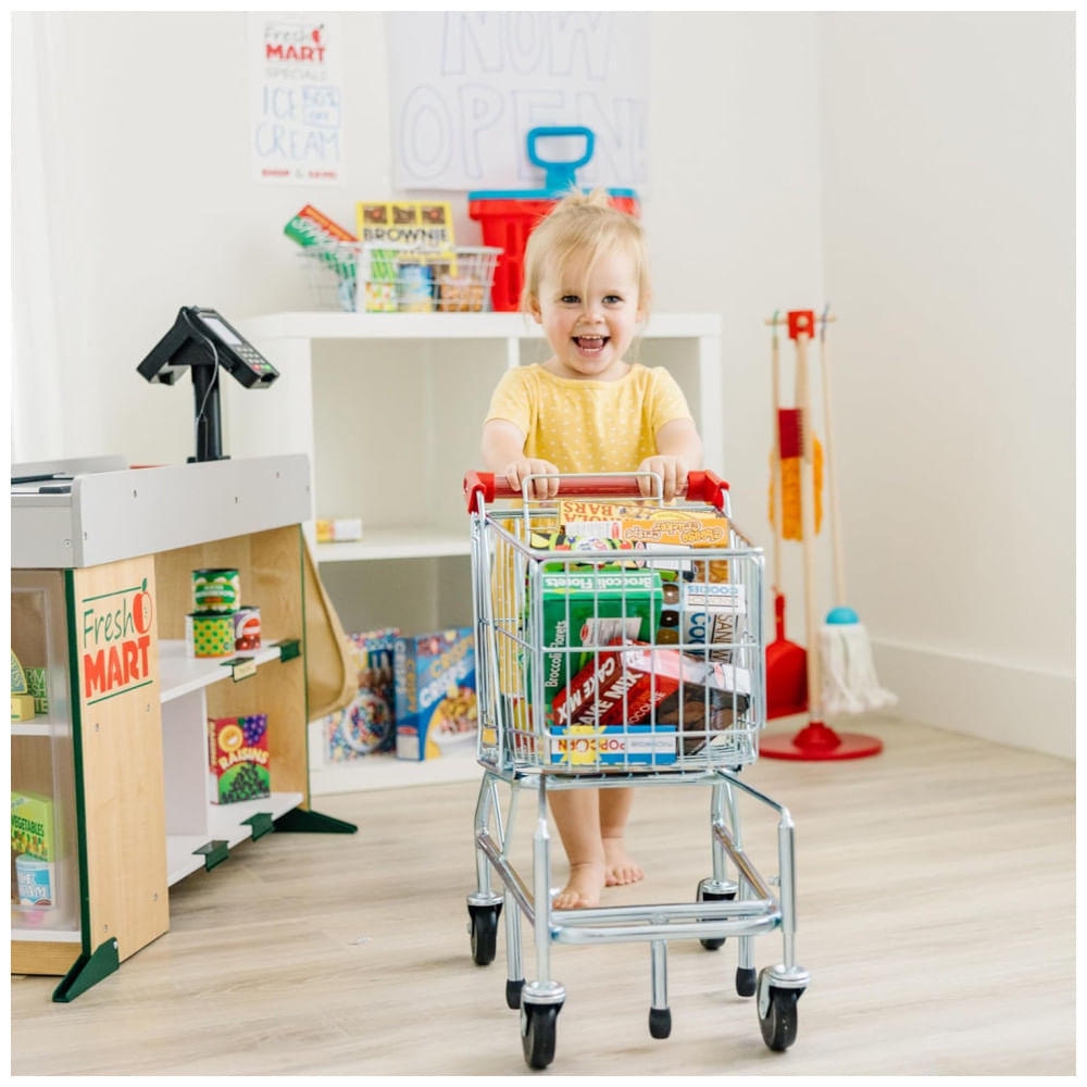 Miniatura Carrinho de Compras Infantil de Metal Resistente para Crianças Acima de 3 Anos, Melissa & Doug