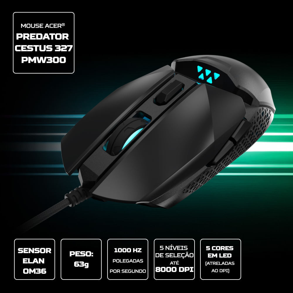 Miniatura Mouse Gamer Predator 8000 DPI PMW300
