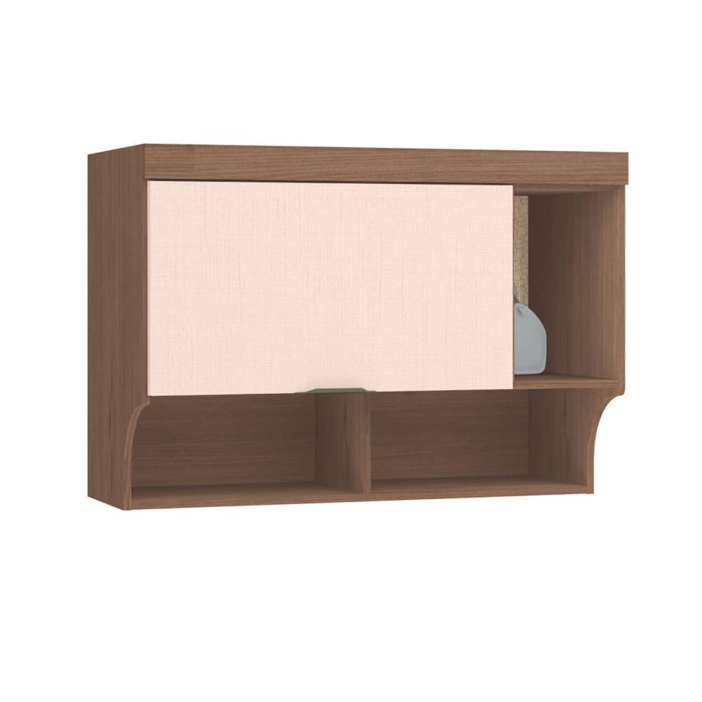 Miniatura Armário Aéreo Ponte Modulado 1 Porta 1 Nicho Infinity Móveis Castro Macadâmia/Blush Line