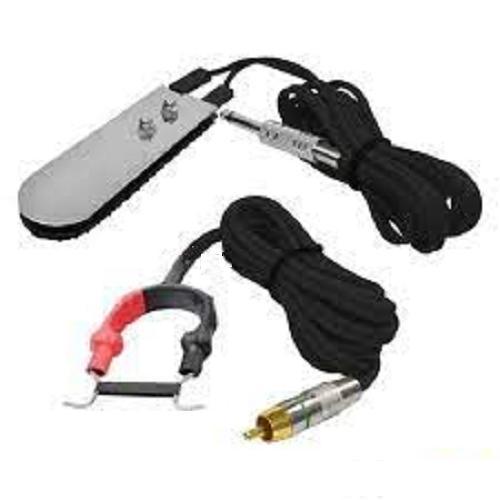 Miniatura Kit Tattoo Pedal Slim Inox + Cabo Clipcord Para Tatuagem