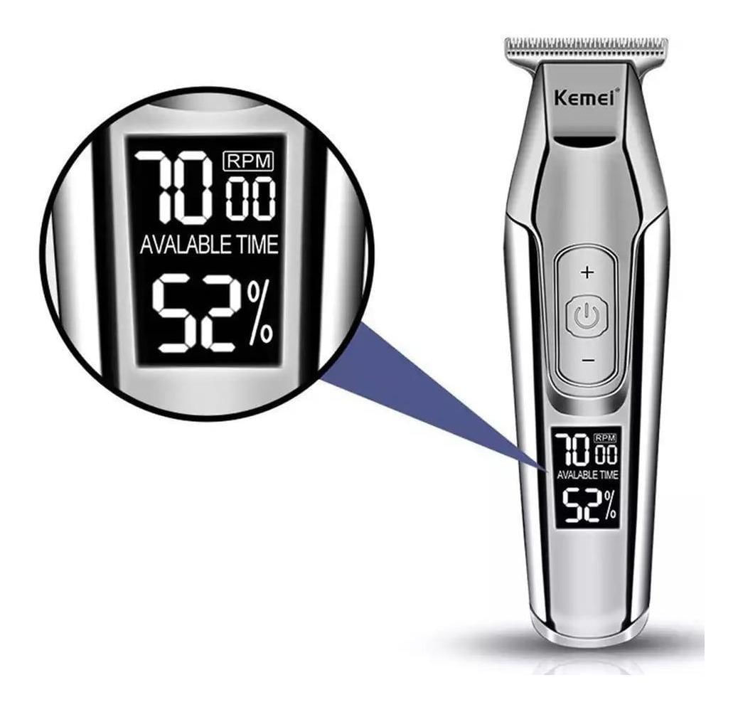 Miniatura Maquina Cortar Cabelo Kemei Km-5027 Elétrico Luxury Prata Pente - Máquina de cortar cabelo - Kemei