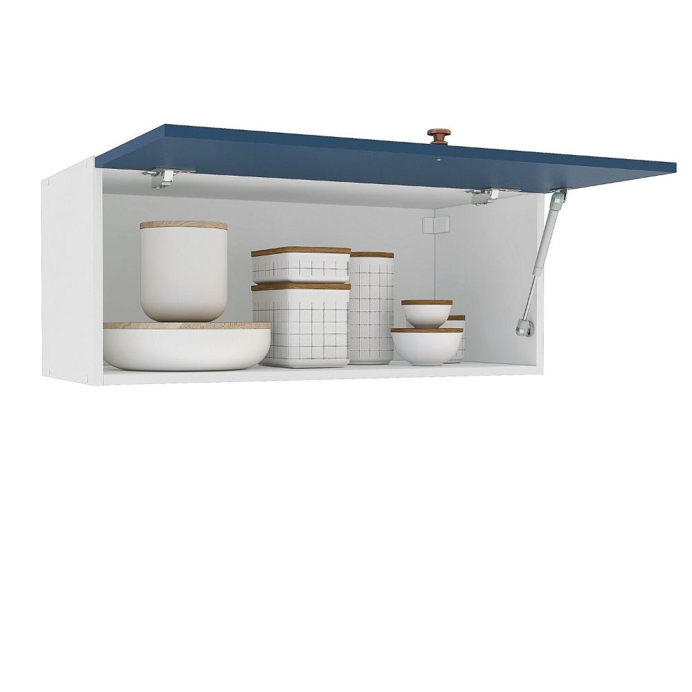 Miniatura Armário Aéreo 1 Porta Basculante Pérola Yescasa Branco/Azul