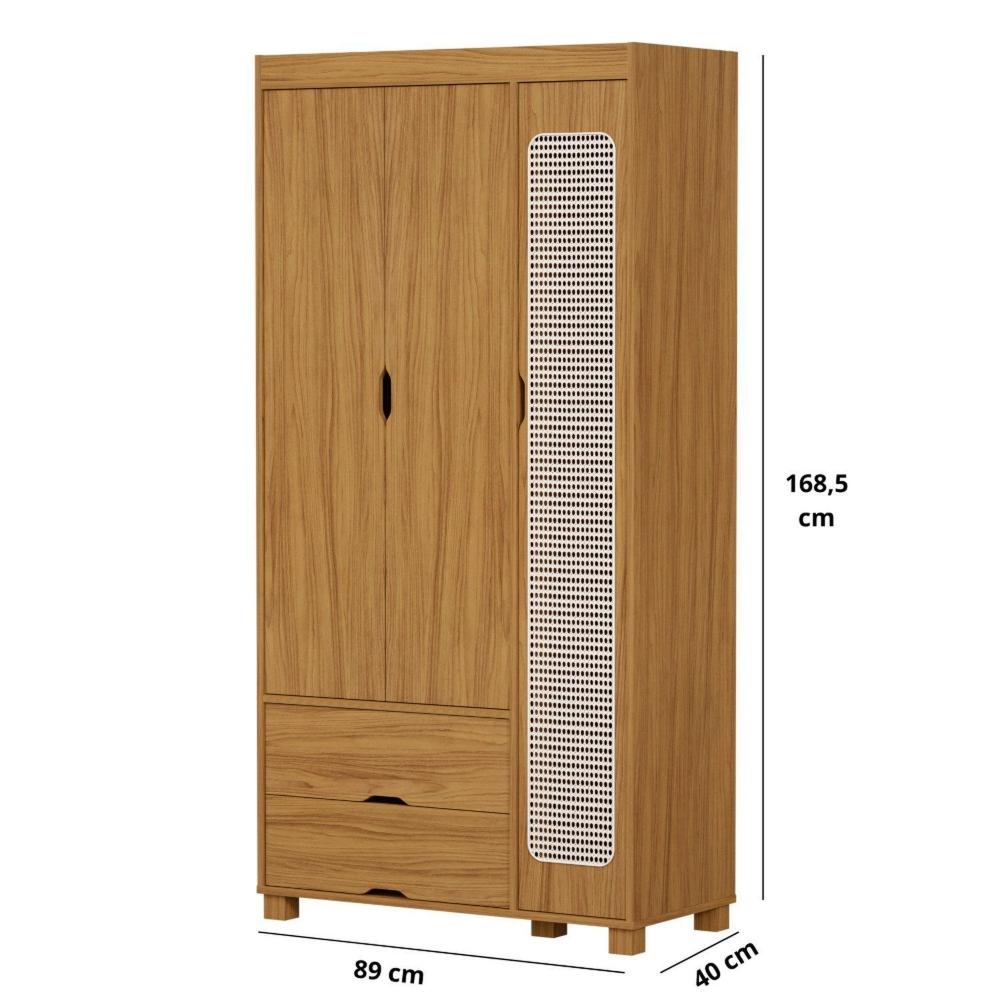Miniatura Roupeiro Clara 3 Portas e 2 Gavetas Tela Nature