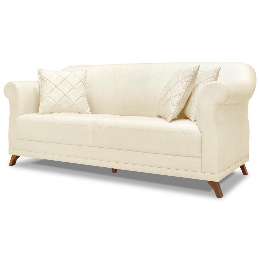 Miniatura Sofa 2 Lugares Retro Polo 180cm Com Almofada Linho Natural Ezz Natural