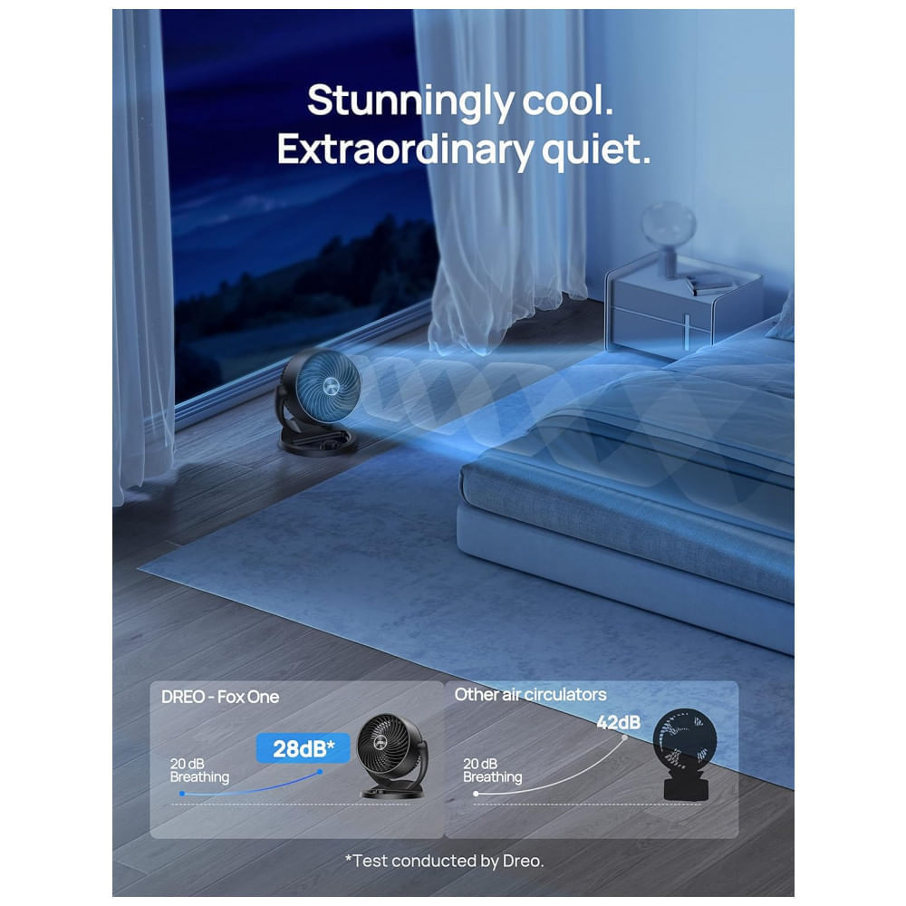 Miniatura Ventilador de Mesa Silencioso e Ajustável com 3 Velocidades, 110V, Dreo, Preto
