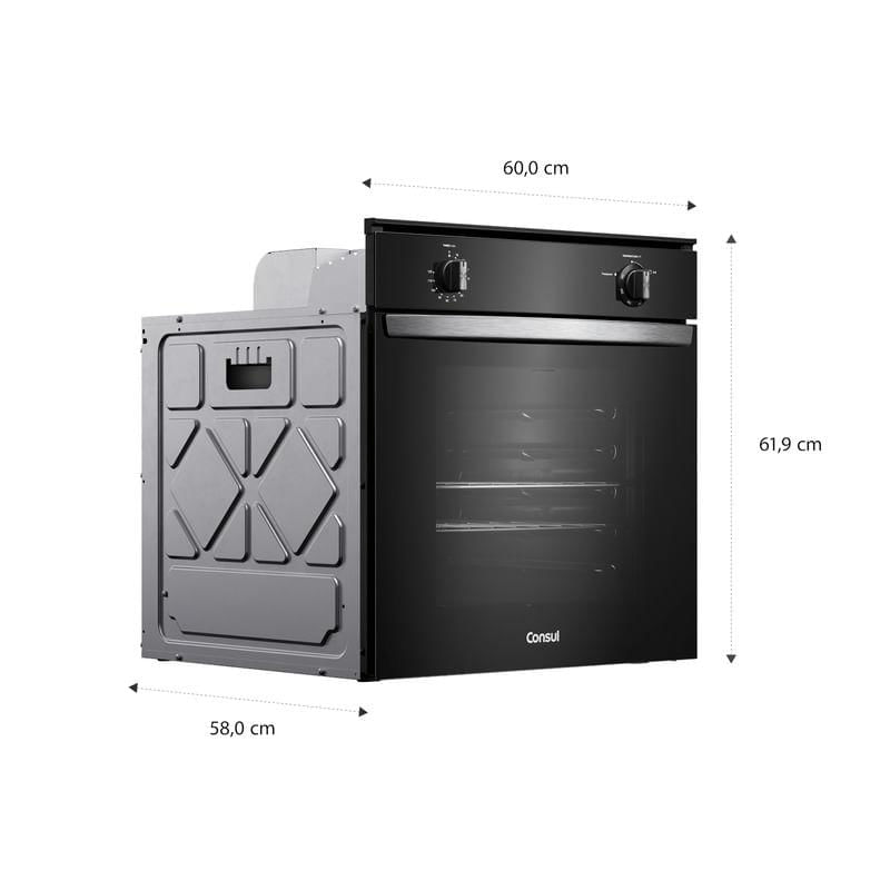 Miniatura Forno de Embutir a Gás Consul 78L Preto com Grill COA84CE Bivolt