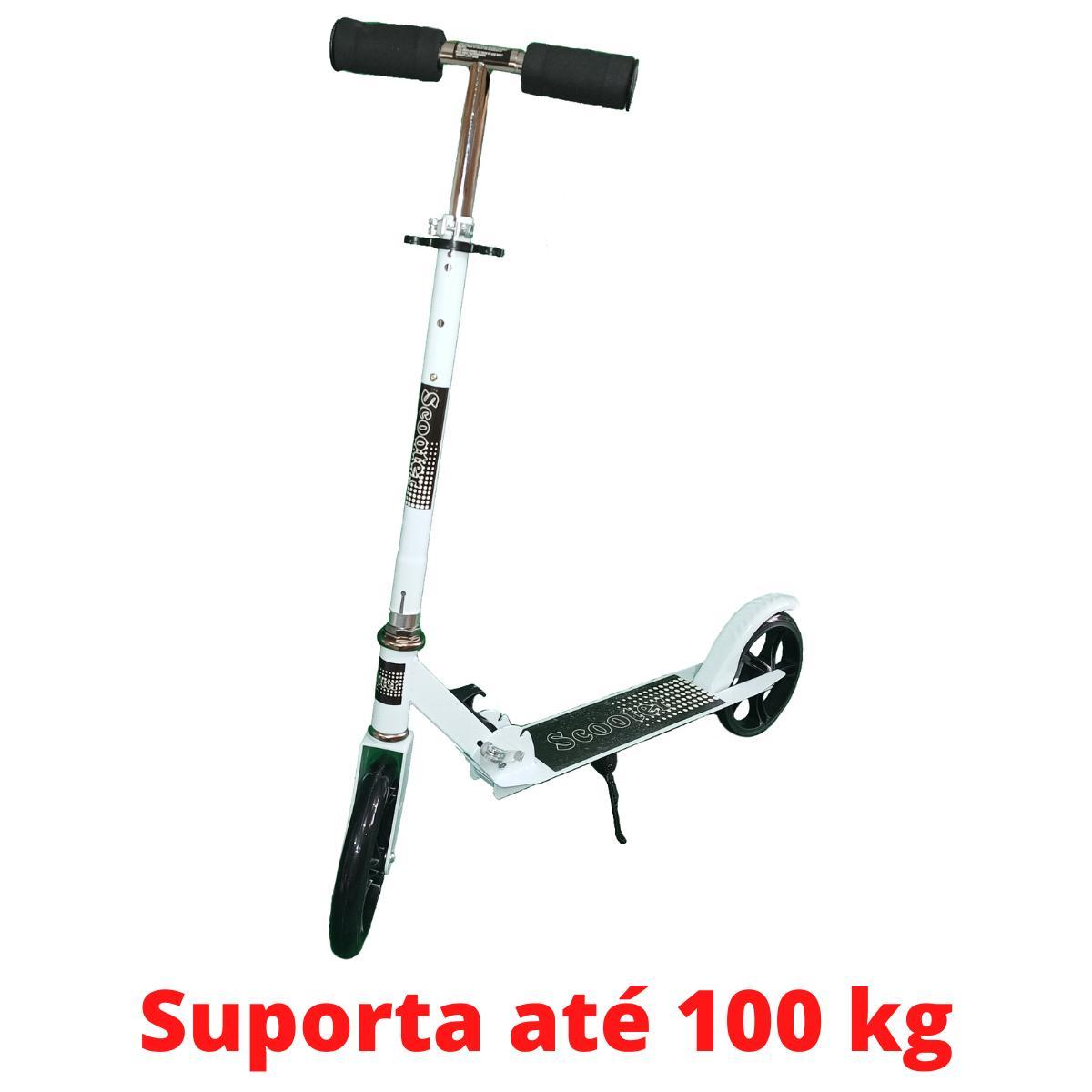 Patinete Crianças Jovens E Adultos Ajustável Branco 100Kg