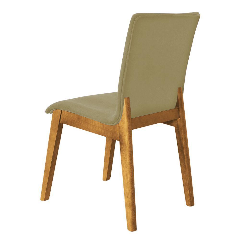 Miniatura Kit 2 Cadeiras De Jantar Diamante Estofada Em Veludo Bege Base Madeira Maciça Mel