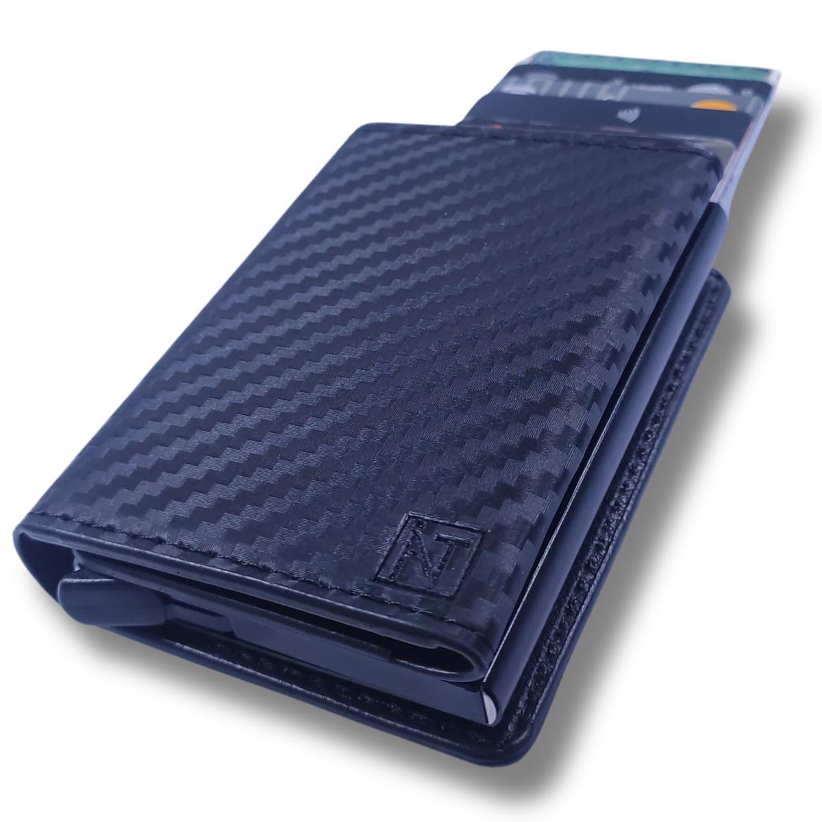 Miniatura Carteira Slim Masculina Rfid Fina Preta Marca Atni Exclusive