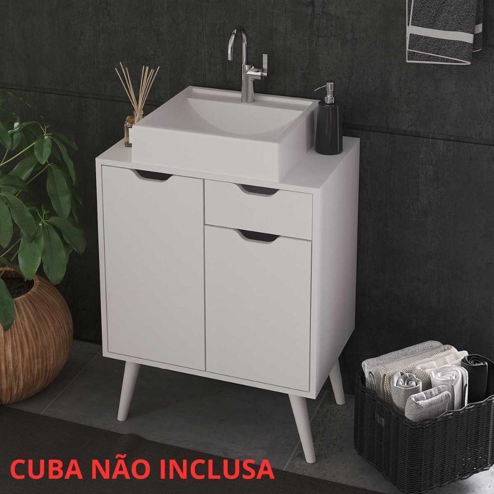 Miniatura Gabinete Para Banheiro Com 2 Portas E Pés Estilo Retrô 80 Cm amêndoa Amêndoa