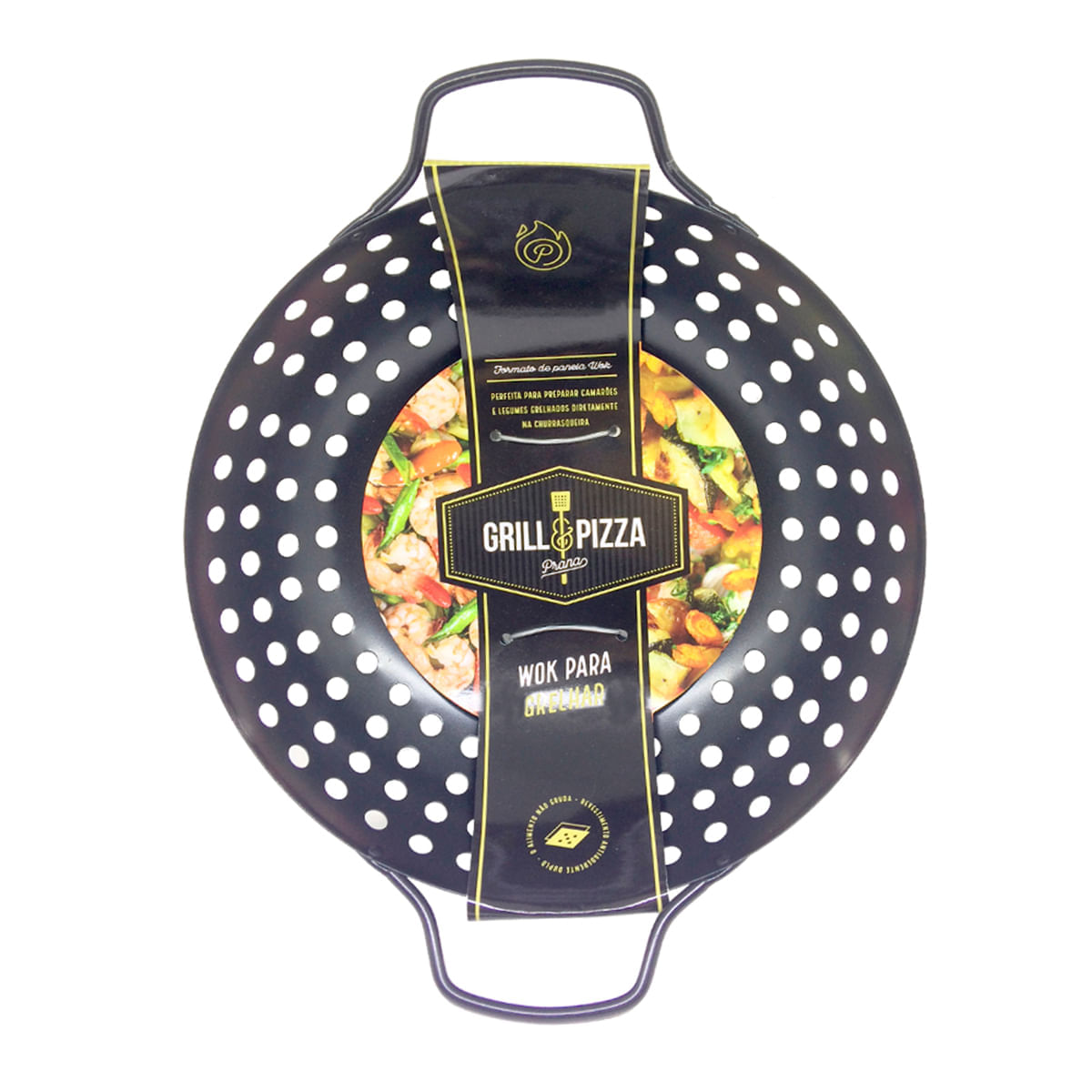 Miniatura Assadeira Wok Prana Antiaderente 28cm Grill&Pizza