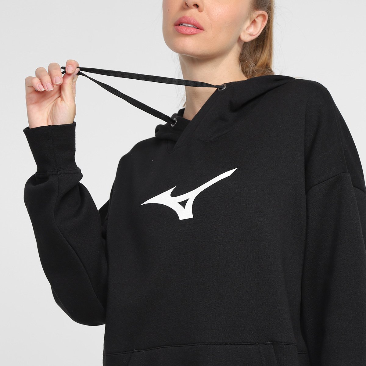 Miniatura Moletom Mizuno Big Logo Feminino Preto+Branco - G