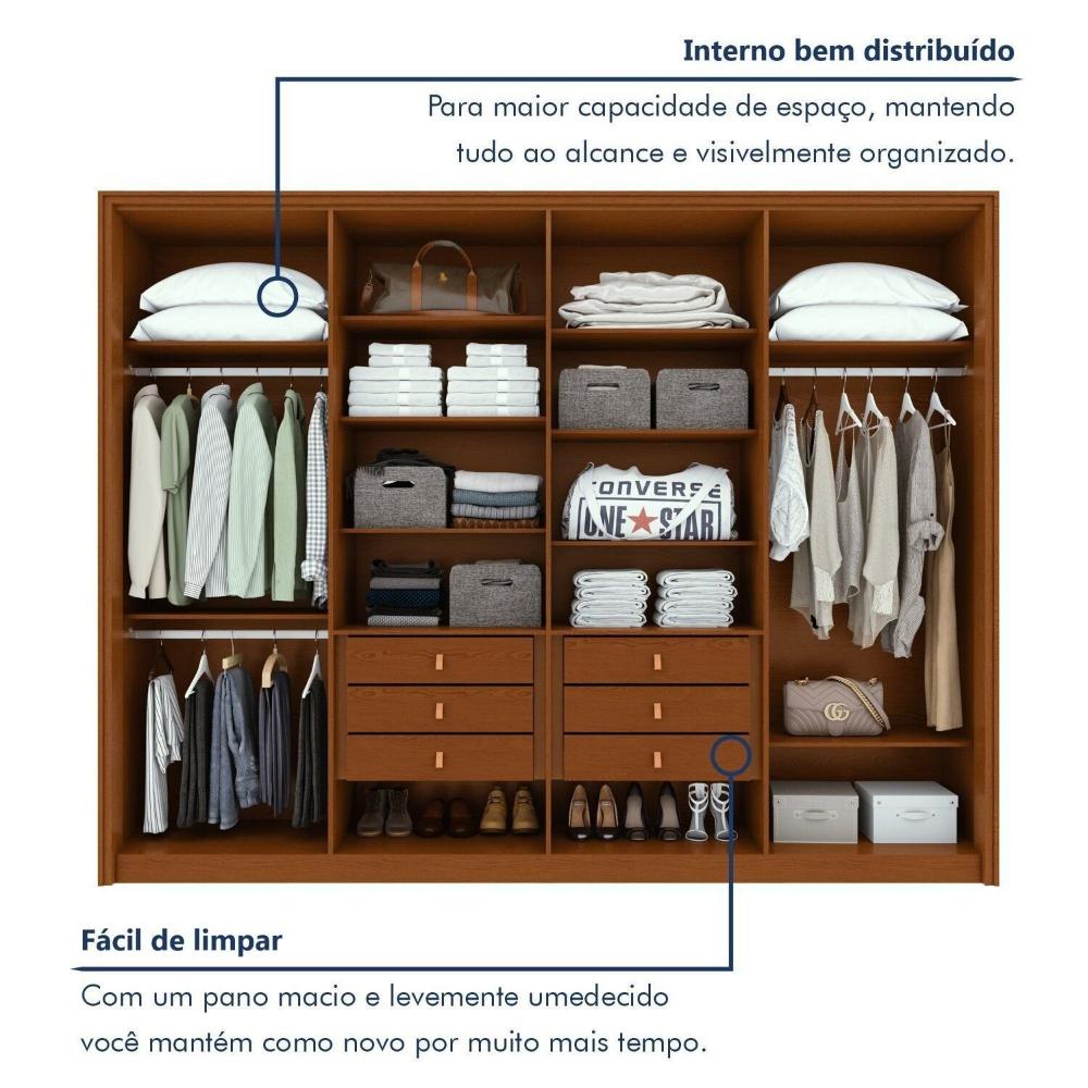 Guarda-roupa 8 Portas 6 Gavetas 100% Mdf Ergon Frassino/Off White
