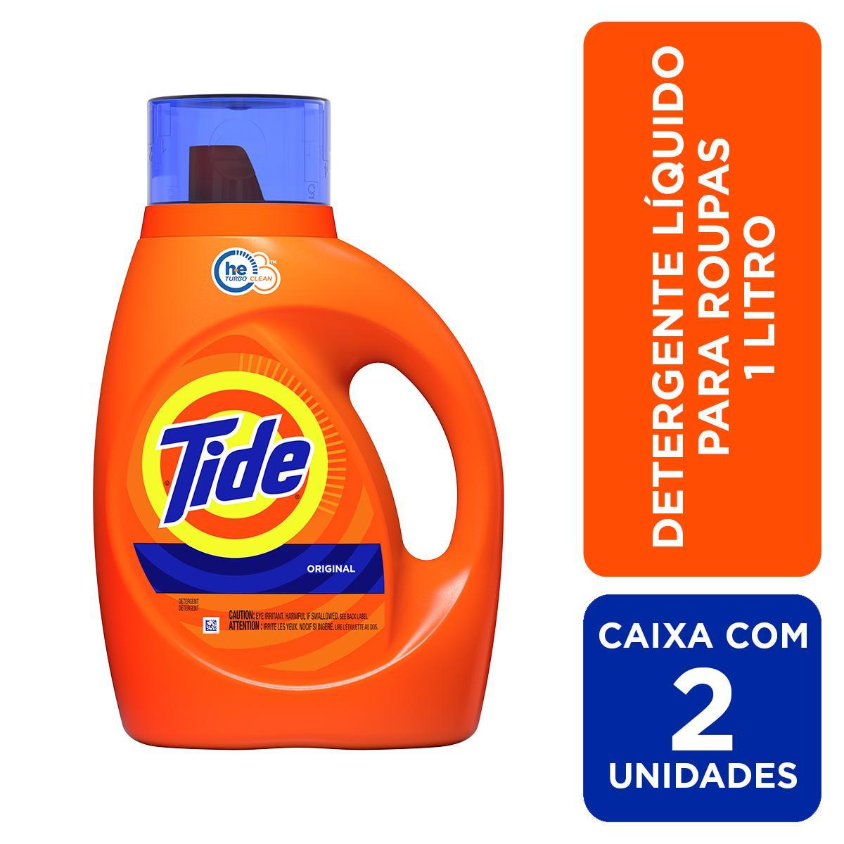 Miniatura Tide Detergente Liquido Para Roupas 1 L - Kit Com 2 Un