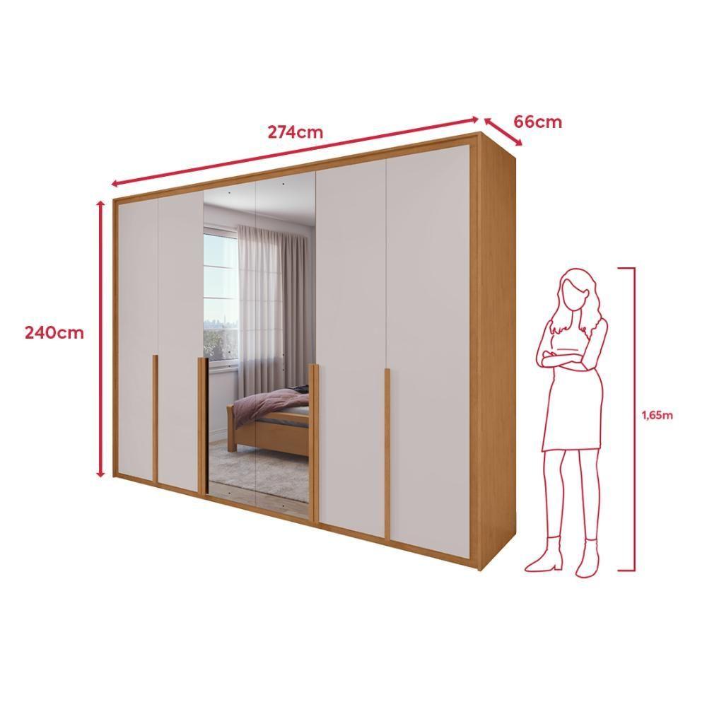 Miniatura Guarda Roupa 6 Portas Easy Space Amendoa Clean/off White