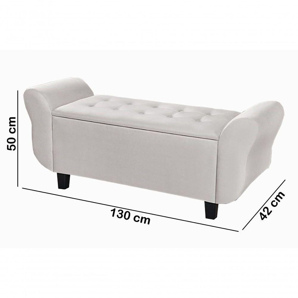Conjunto Quarto Recamier Baú Cabeceira 140 Cm Bege