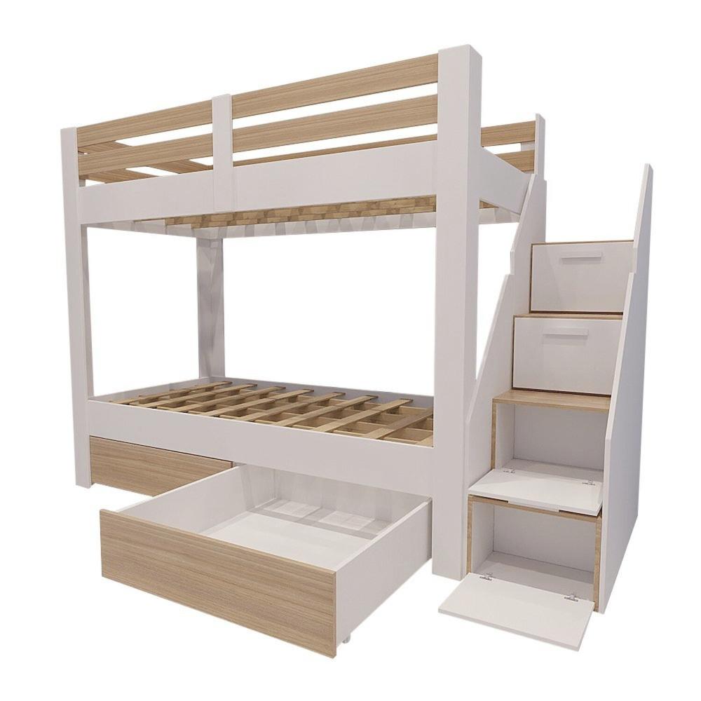 Miniatura Beliche Solteiro Adulto com 2 Gavetões e 4 Nichos Star Plus Casatema Branco/Amadeirado