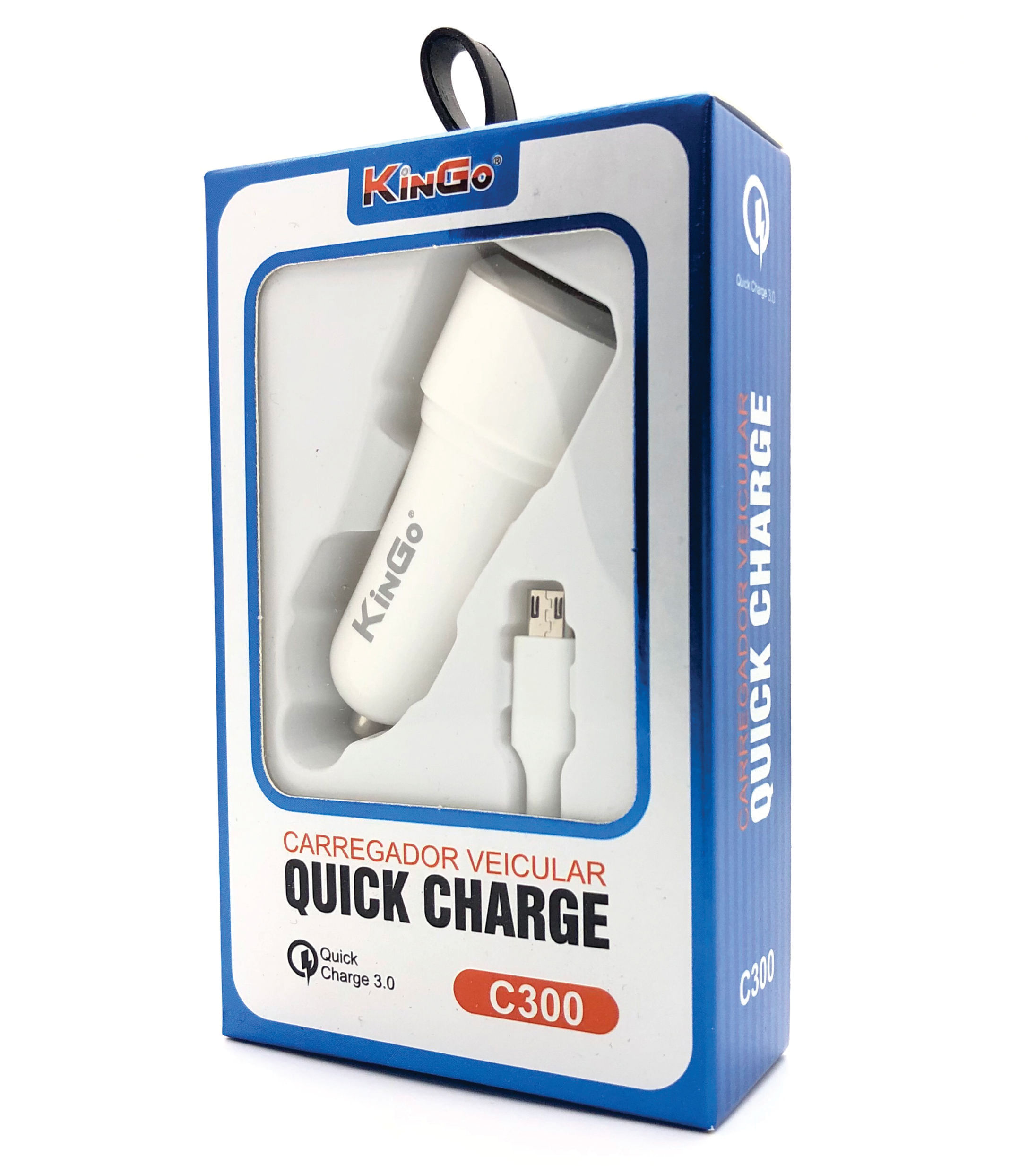 Miniatura Carregador Veicular Quick Charge C300 Turbo Micro Usb ( V8) Homologação: 158542114373