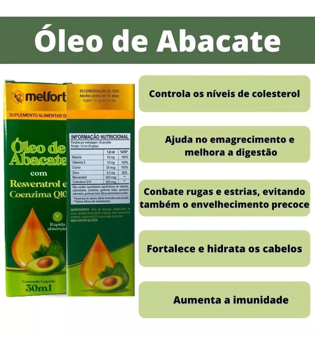 Miniatura Óleo De Abacate Com Resveratrol E Coenzima Q10 30Ml