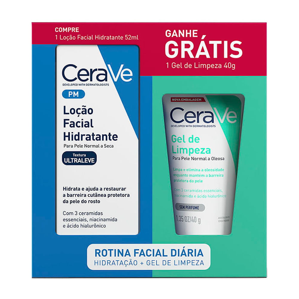 Miniatura Kit CeraVe Loção Facial Hidratante 52ml e Ganhe Gel de Limpeza 40g