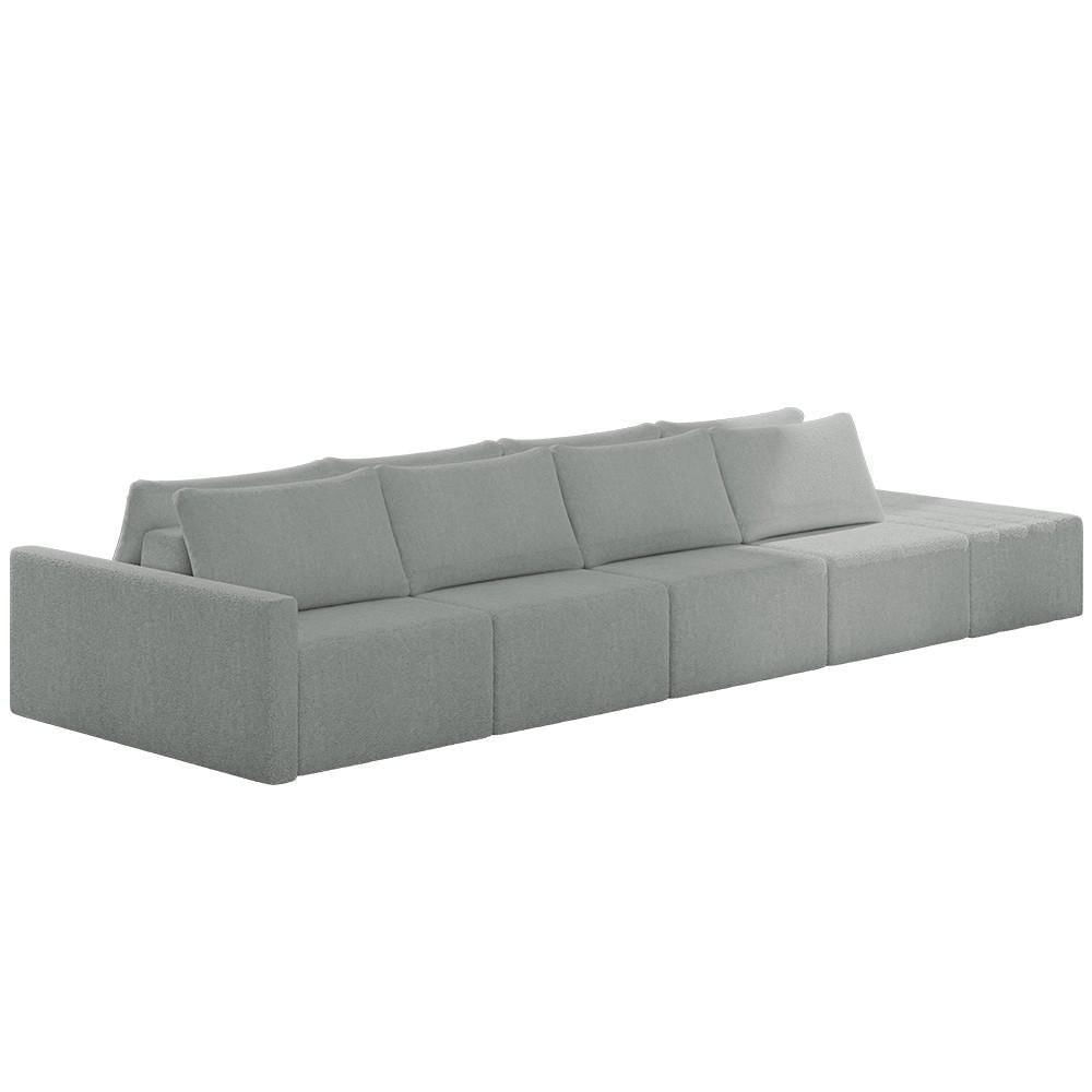 Miniatura Sofá Ilha Modular Com Puff Para Sala Living 392cm Georgia K04 Bouclê Cinza Claro - Mpozenato