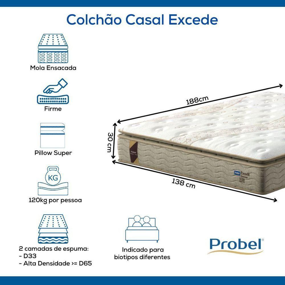Miniatura Colchão Casal Mola Ensacada Probel Excede Premium (138x188x30cm)